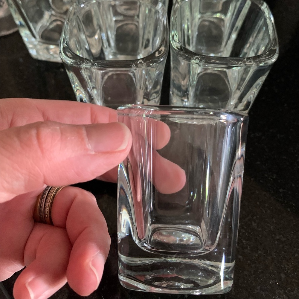 9 shot glasses cube style thick bottom